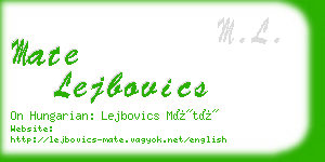 mate lejbovics business card